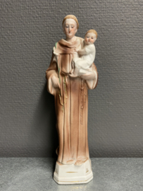 Heiligenbeeld Antonius van Padua, Biscuit porselein, ca 1900, 23 cm (3)
