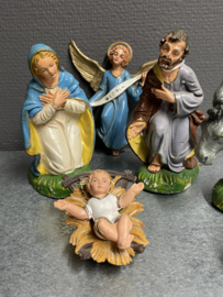 Italiaanse kerstgroep jaren 50, rubber, 13 cm, 6 delen (9)