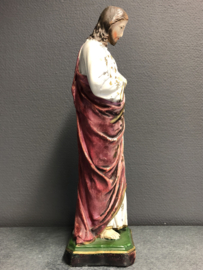 Heiligenbeeld Jezus Heilig Hart, 42 cm gips, ca. 1900 (10)
