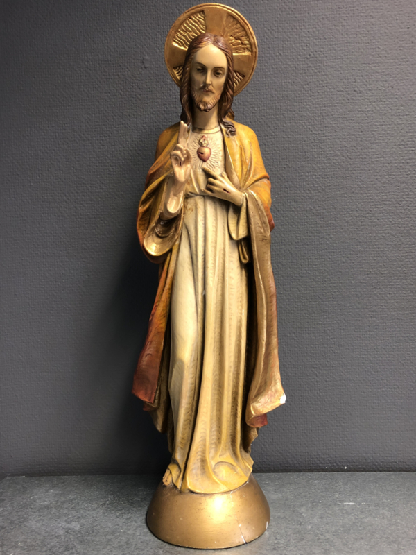 Heiligenbeeld Jezus Heilig Hart, Gerard Linssen Venlo, 1930 kleine beschadigingen 56 cm (G)