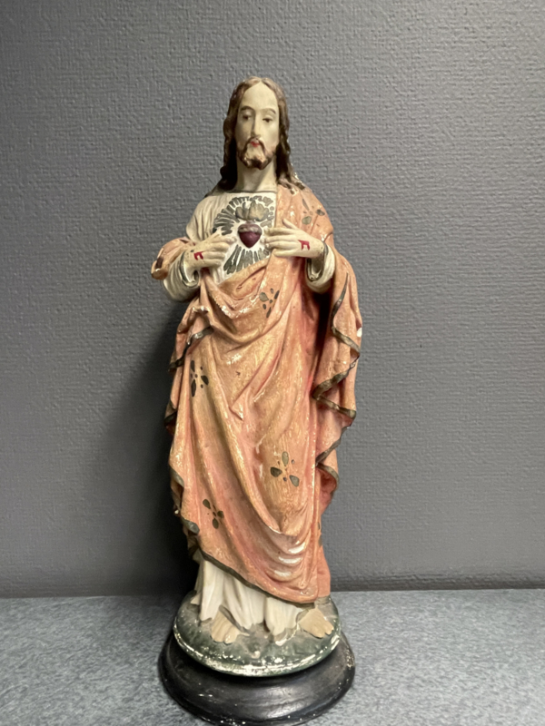 Heiligenbeeld Jezus Heilig Hart beeld,  41 cm, gips, 1930, (10)