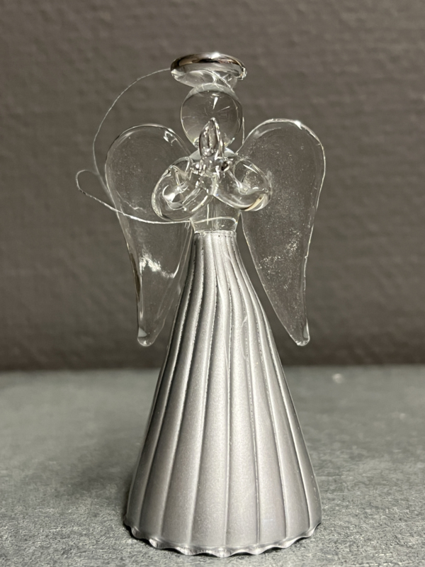 Kerst (-boom) Engel, glas, zilverkleurig, 9 cm, met kaars (9)