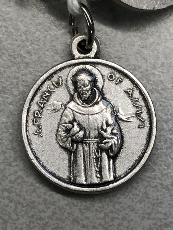 Devotiemedaille Franciscus van Assisi met relikwie, 2 cm