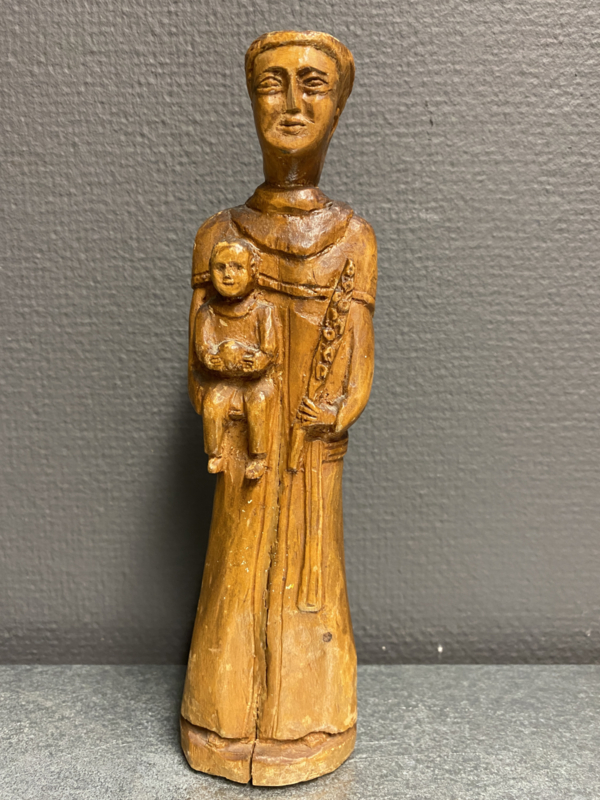 Beeld Heilige Antonius van Padua, Duits houtsnijwerk, 13cm (3)