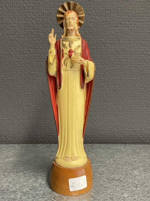 Heiligenbeeld Jezus Heilig Hart, celluloid, 17 cm 1920, (8)
