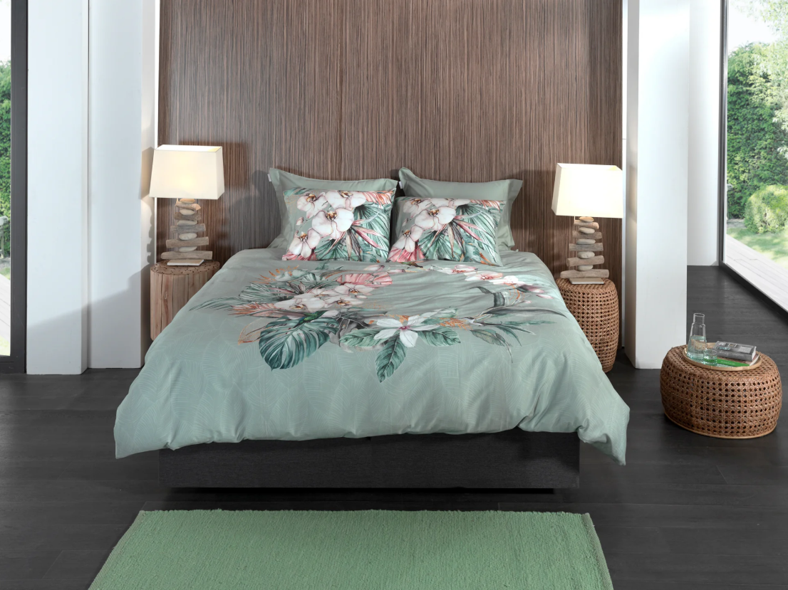 Heckett Lane dekbedovertrekset Ana green, 240 x 200/220cm.