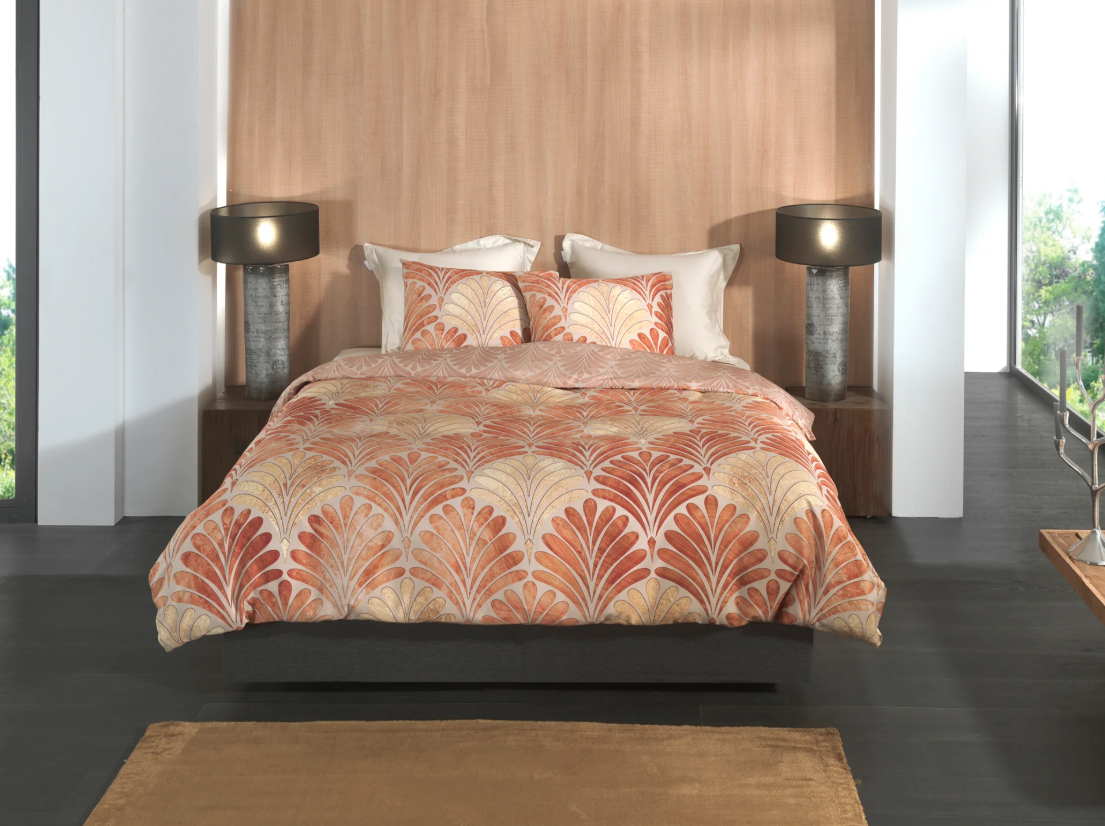 Heckett Lane dekbedovertrekset Elif orange, 240 x 200/220cm.