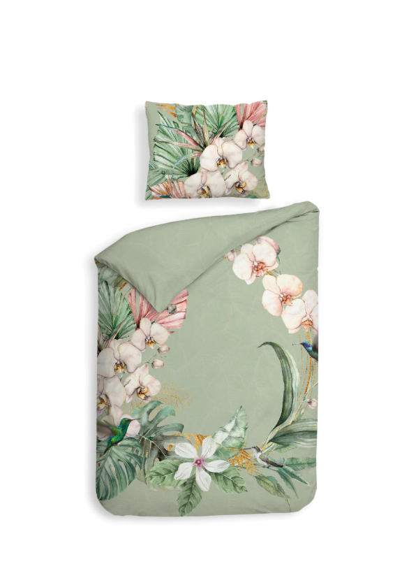 Heckett Lane dekbedovertrekset Ana green, 240 x 200/220cm.