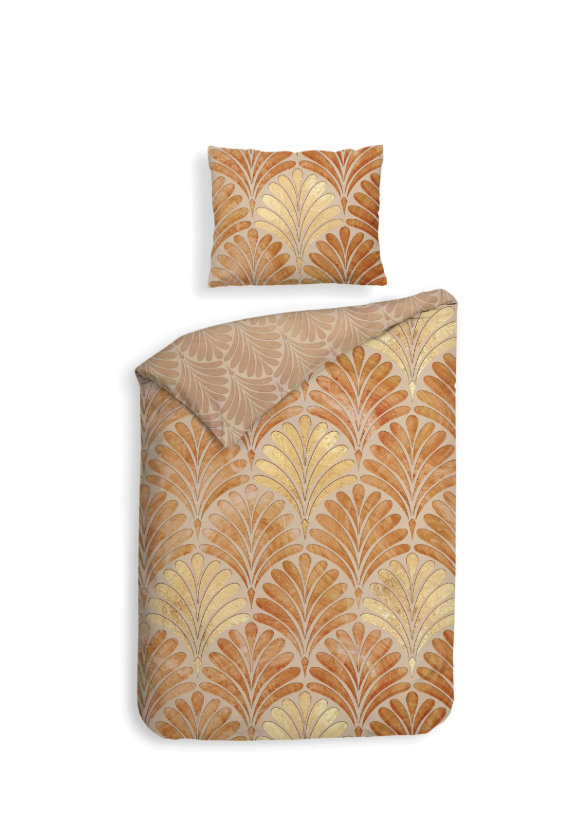 Heckett Lane dekbedovertrekset Elif orange, 240 x 200/220cm.
