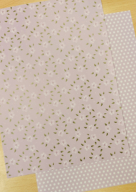 Dubbelzijdig vel roze bloemen / stippen