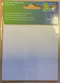 3D foam-tape 1 mm dik, 5 x 5 mm