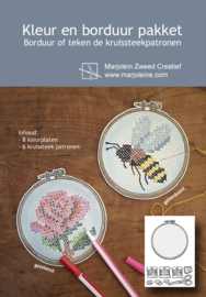 Kleur en borduur pakket 3: in de tuin