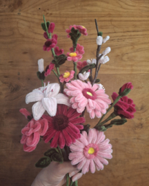 Chenilledraad 5 kleuren: wit, roze