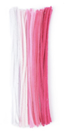 Chenilledraad 5 kleuren: wit, roze