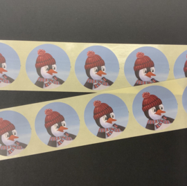 Sluitstickers - 10 stuks - pinguïn met rode muts