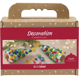 Pakket om 2 kerstbomen van pompoms te maken
