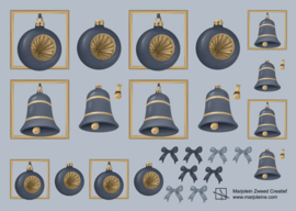 Kerstballen en -klokken blauw