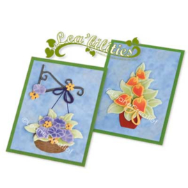 Lea’bilitie snij en embossing mal Bloemen met vaas & mand 45.9440