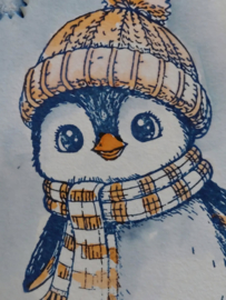 Stempel pinguïn met muts