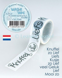 Washi tape Nederlandstalige woorden 2 "Knuffels" 20mm x 5m 61.7040