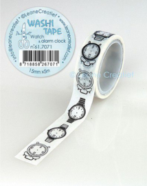 Washi tape Horloge & alarm klok 15 mm x 5 m 61.7071