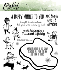 Picket Fence clear stamp A Happy Winter to You C-121