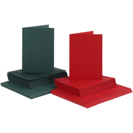 Rode en groene kaarten + enveloppen: 50 rechthoekige
