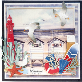 Creatables stencil Tiny's Beach pole & Gulls LR0859