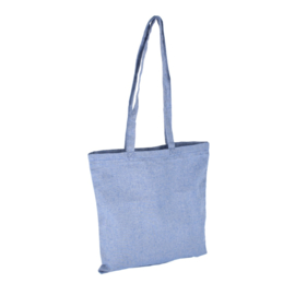 Katoenen tas 38 x 42 cm (met lange hengsels) blauw gemêleerd