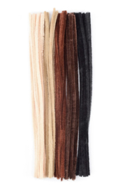 Chenilledraad 5 kleuren: bruin, zwart