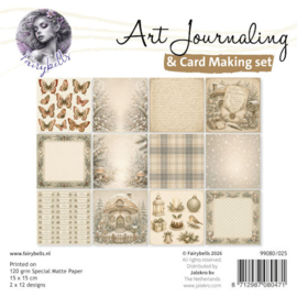 FairyBells Art Journaling & Card Making Backgrounds Set nr. 25 Kerst beige - groen