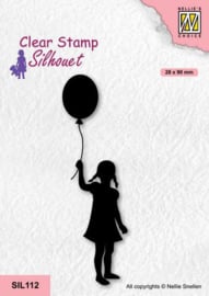 silhouet stempel meisje met ballon SIL112