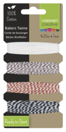 Vaessen Creative • Bakkerstouw 4x10m Ecru-Bruin-Rood-Zwart