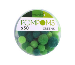 50 pompons 8 - 12 mm: greens