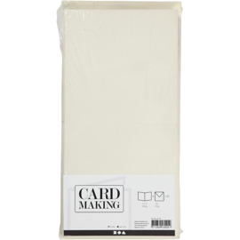 Off-white kaarten + enveloppen: 50 vierkante