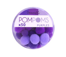 50 pompons 8 - 12 mm: purples