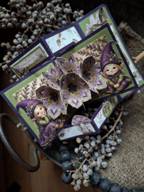Alle 6 LAVENDEL/HEIDE Fairybells (4e serie) combi knipvellen voor pop-up en decoupage 1x