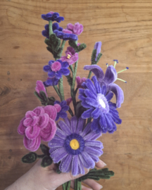 Chenilledraad 5 kleuren: paars, roze, grijs