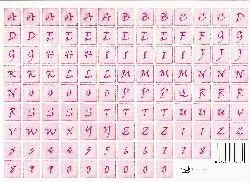 vel: roze alfabet