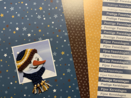 Papierpakket mutsjes blauw/bruin