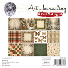 FairyBells Art Journaling & Card Making Backgrounds Set nr. 26 Kerst rood - groen