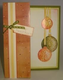 Voorbeeld kaart oranje kerstballen