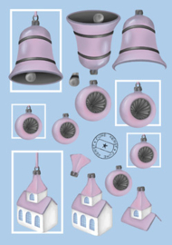 Dag 1 : roze kerstballen knipvel A5