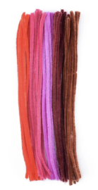 Chenilledraad 5 kleuren: rood, roze, bordeaux