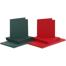 Rode en groene kaarten + enveloppen: 50 vierkante