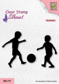 silhouet stempel voetballende jongens SIL111