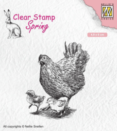 Stempel Mother hen with chicks SPCS015