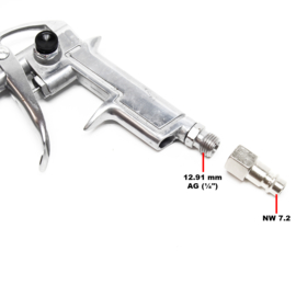 Bandenvulpistool met analoge drukmeter 0-16 bar; bandenpomp met manometer.
