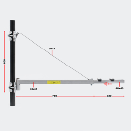 Lier met zwenkarm met 110cm uitval; Takel tot max. 600kg.