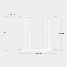 Traphek wit 74x80cm met verlenging tot 86cm.